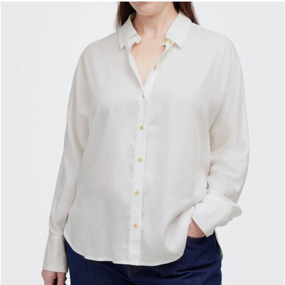 Madewell Relaxed Dolman Button-Up Shirt WMNS XS White Natural Undyed Long Sleeve - Picture 1 of 9